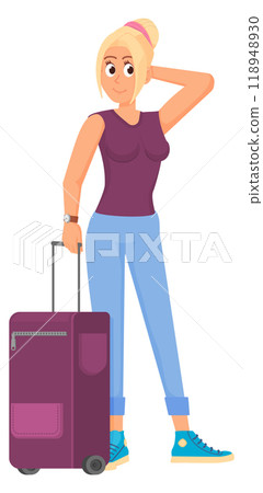 Woman traveler. Young person with suitcase. Active lifestyle 118948930