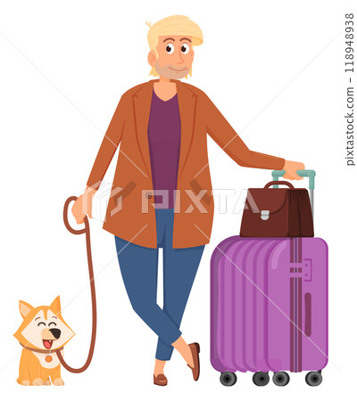 Man travel with dog. Pet friendly trip icon 118948938