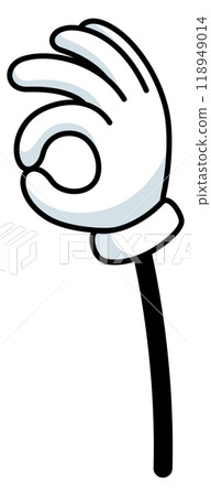 Ok gesture. Retro cartoon hand in comic style 118949014