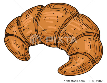 Croissant color sketch. Hand drawn french bakery 118949029