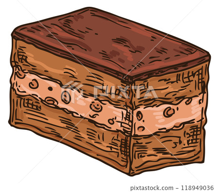 Brownie color drawing. Sweet home made bakery Brownie color drawing. Sweet home made bakery 118949036