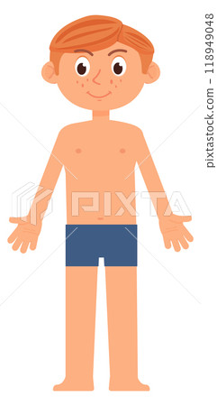 Boy in underwear. Kid model. Male child figure 118949048