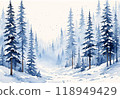 白雪皚皚的森林背景 118949429