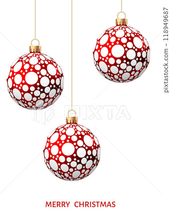 Red   Christmas  ball  with pattern  isolated on white background. 118949687