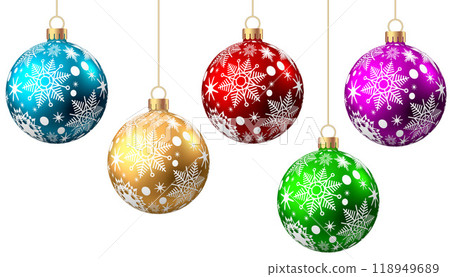 Christmas  balls  with pattern  isolated on white background. 118949689