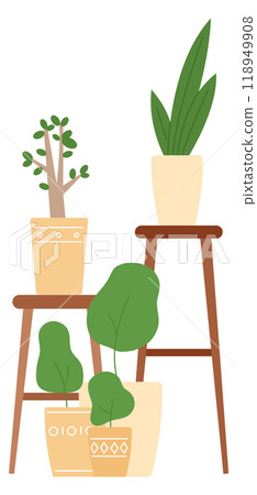 Home greenery icon. Houseplants grow in flower pots 118949908
