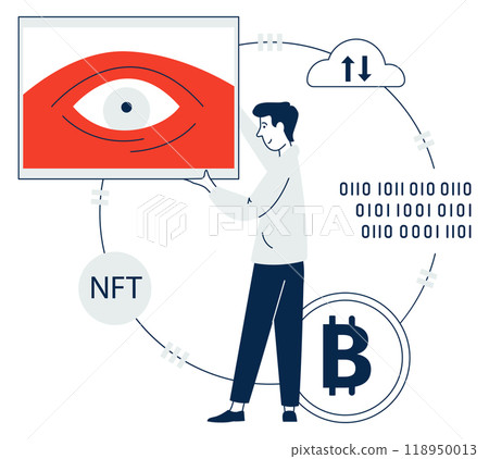 Crypto art. Binary code bitcoin money transfer 118950013