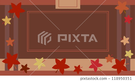 優雅的紫色和秋葉圖案方形壁紙框架材料 118950351