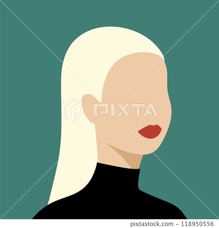 Abstract faceless young woman with long blond hair. Abstract portrait. Vector illustration Abstract faceless young woman with long blond hair. Abstract portrait. Vector illustration 118950556