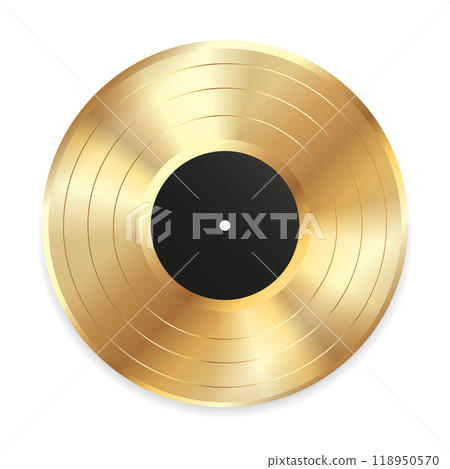 Realistic golden vinyl record. Retro gramophone record icon isolated on white background. Vector illustration Realistic golden vinyl record. Retro gramophone record icon isolated on white background. Vector illustration 118950570