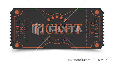 Ticket template in retro design. Front view. Vector illustration Ticket template in retro design. Front view. Vector illustration 118950580