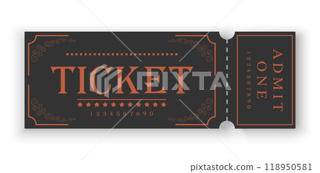 Ticket template in retro design isolated on white background. Front view. Vector illustration Ticket template in retro design isolated on white background. Front view. Vector illustration 118950581