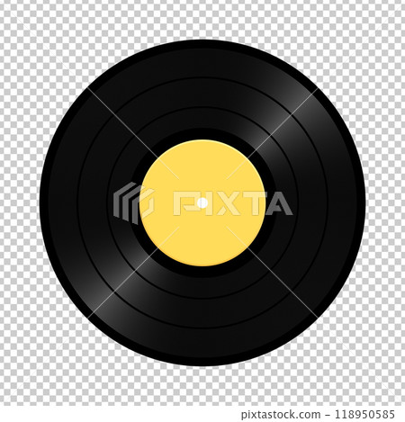Realistic gramophone vinyl record isolated on transparent background. Vector illustration 118950585