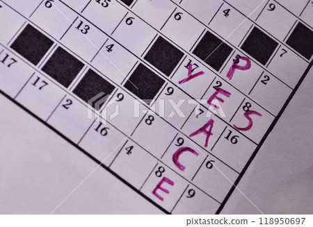 Crossword  with YES PEACE words 118950697
