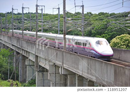 Tohoku Shinkansen Nasu-Shiobara-Shin-Shirakawa JR East E2 Series J50 train (Sendai) Hayate Yamabiko 118951207