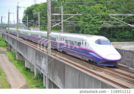 Tohoku Shinkansen Shin-Shirakawa-Nasushiobara JR East E2 Series J71 train (Sendai) Hayate Yamabiko Tohoku Shinkansen Shin-Shirakawa-Nasushiobara JR East E2 Series J71 train (Sendai) Hayate Yamabiko 118951212