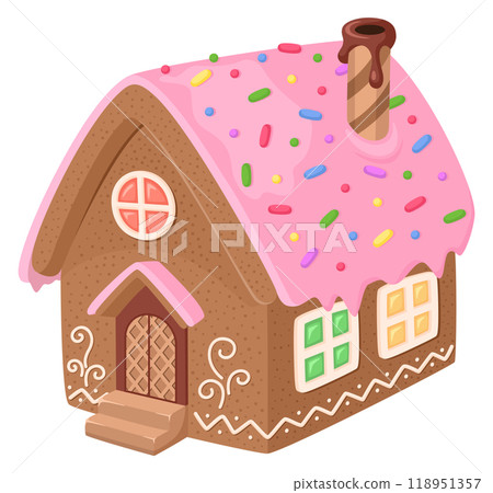 Candy house cartoon cookie icon. Sugar home 118951357