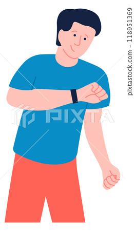 Man looking on fitness watch. Sport lifestyle character 118951369