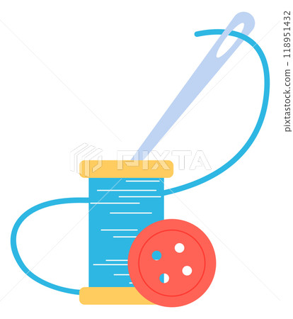 Sewing needle and thread bobbin. Tailor color icon 118951432