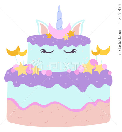 Magic birthday cake. Happy holiday unicorn sweet Magic birthday cake. Happy holiday unicorn sweet 118951456