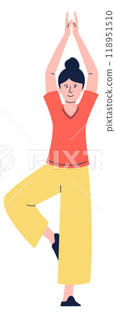 Woman in yoga pose. Balance and harmony training asana Woman in yoga pose. Balance and harmony training asana 118951510
