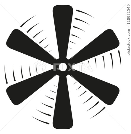 Air fan rotating blades. Black turbine icon Air fan rotating blades. Black turbine icon 118951549