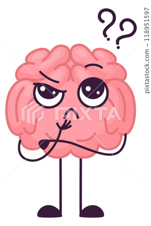 Thinking brain with question. Hard problem solution finding 118951597