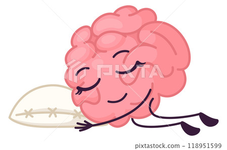 Sleeping brain lay on pillow. Healthy resting mind Sleeping brain lay on pillow. Healthy resting mind 118951599