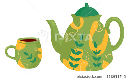 Herbal tea ceremony. Healthy hot drink teapot 118951743