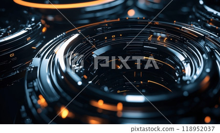 Futuristic 3D Metallic Abstract Background - High-Tech Design for Technology & Automotive Themes 118952037