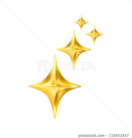 Gold star emoji icon. Glittering sparkle magic element. 118952837