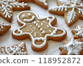 Generative Ai illustration. Christmas homemade gingerbread cookies on wooden table 118952872