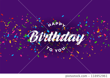 happy birthday celebration card with falling confetti happy birthday celebration card with falling confetti 118952961