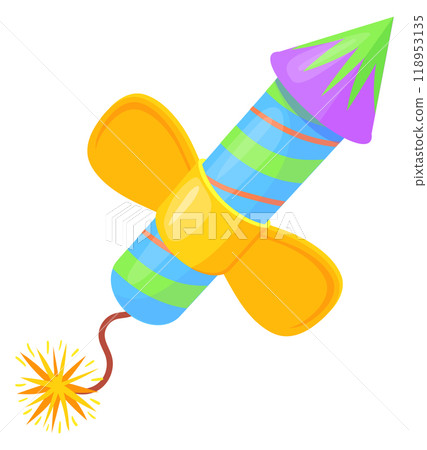 Helicopter firework. Sparkling holiday cracker cartoon icon 118953135