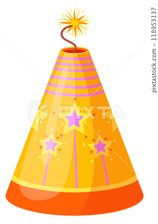 Fire fountain cartoon icon. Sparkling fuse explosive 118953137
