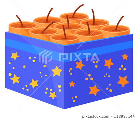 Party firework box. Holiday explosive cartoon icon Party firework box. Holiday explosive cartoon icon 118953144