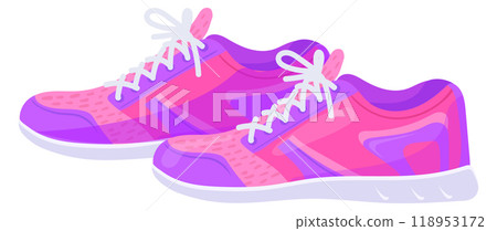 Pink hiking shoes. Jogging sneakers. Female sportswear Pink hiking shoes. Jogging sneakers. Female sportswear 118953172