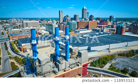 Aerial Industrial and Commercial Urban Landscape with City Skyline 118953321