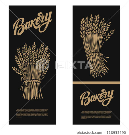 Bakery flyer template. Design element for package, banner, flyer, card. Vector illustration 118953390