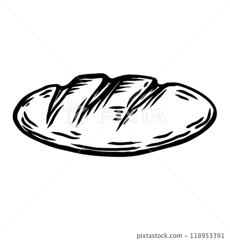 Hand drawn bread illustration. Design element for package, banner, flyer, card. Vector illustration 118953391
