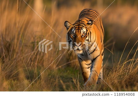 Tiger in golden hour light 118954008