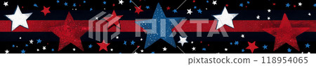 Patriotic red, white, and blue star pattern on black background 118954065