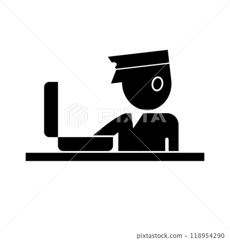 Customs officer baggage inspection silhouette 118954290