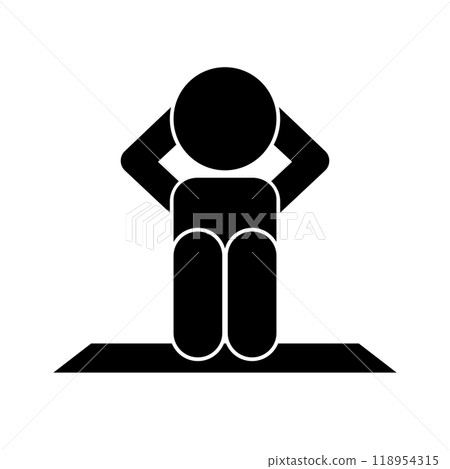 Abdominal muscles silhouette front Abdominal muscles silhouette front 118954315