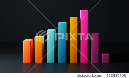 Colorful bar graph on dark background reflecting financial growth analysis 118954508