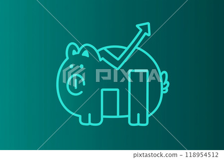 Financial growth concept with rising arrow and piggy bank icon 118954512