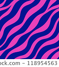 repeating pattern of pink and purple zebra stripes on a blue background 118954563