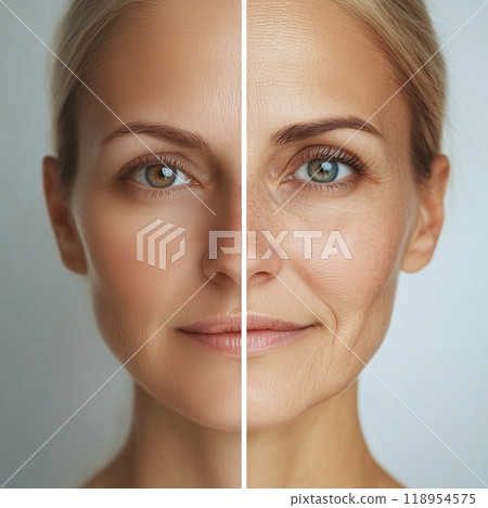 Before and after beauty transformation: wrinkle reduction and skin smoothing Before and after beauty transformation: wrinkle reduction and skin smoothing 118954575