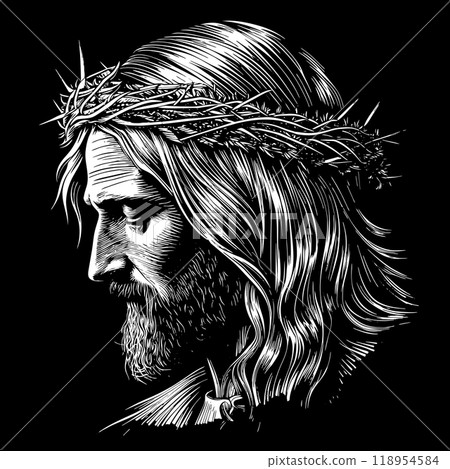 Jesus wearing a crown of thorns Jesus wearing a crown of thorns 118954584