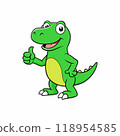 cartoon style dinosaur T-Rex with a green body 118954585
